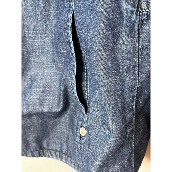 Chicos reversible denim jacket large blue chambray zip up casual fall layering - Picture 16 of 16